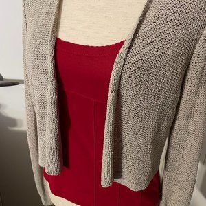 Eileen Fisher Women's Beige Silk Knit Cropped Cardigan Size M